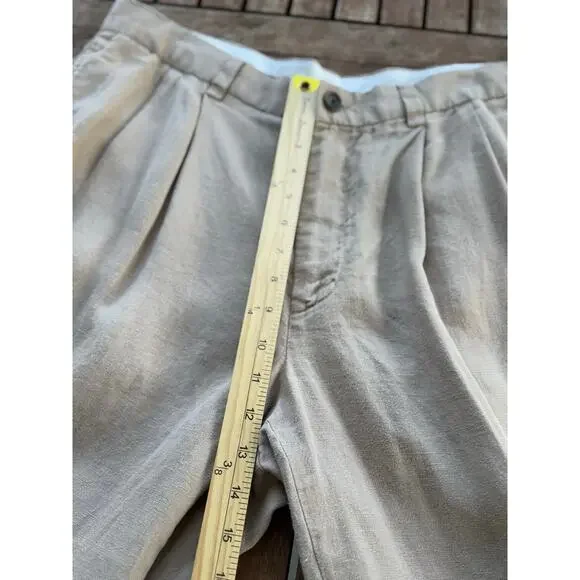 Vintage Brooks Brothers 346 Sz 36x30 Beige 100% Linen Chino Dress Pants Trousers - Picture 4 of 8